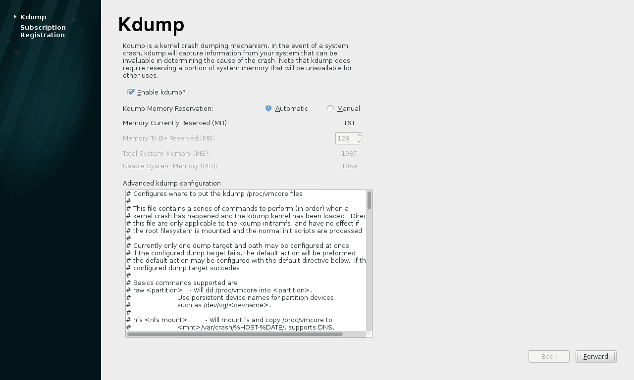 第16步:为本书后章讲到的“Kdump”建议开启（默认）。