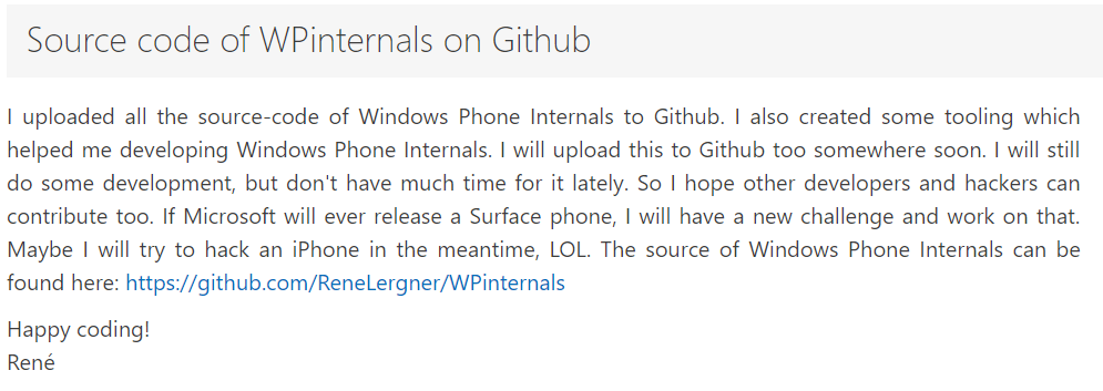 黑客又多一款喜爱工具：知名 Windows Phone 破解工具 WPinternals 开源了黑客又多一款喜爱工具：知名 Windows Phone 破解工具 WPinternals 开源了