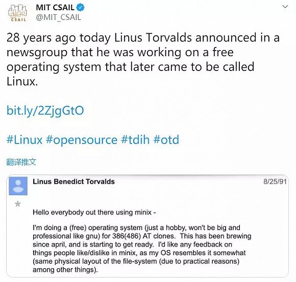 Linux 28岁了！开发者致谢LinusLinux 28岁了！开发者致谢Linus