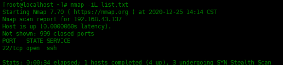 nmap命令常用实例nmap命令常用实例