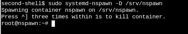 在 mountsnoop.py 运行的同时，system-nspawn 调用启动容器。