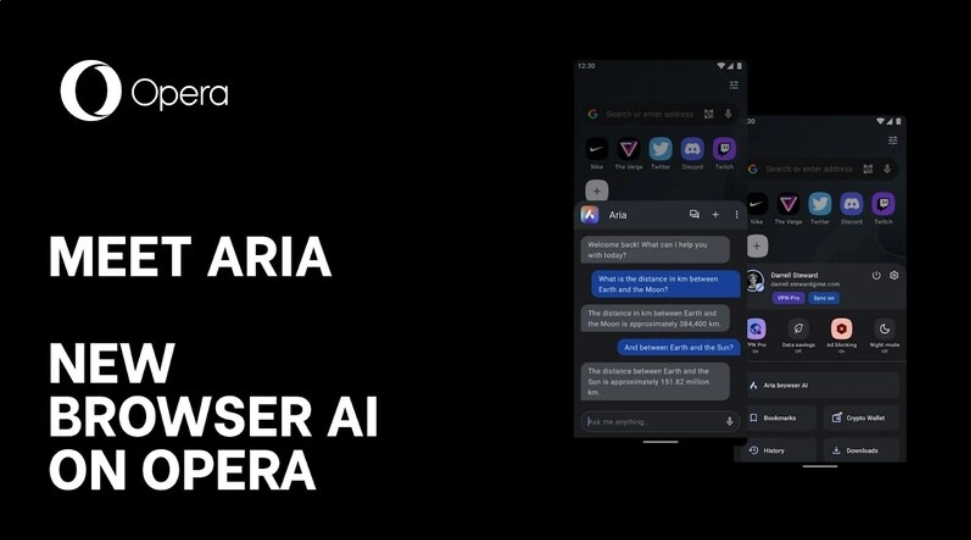 Opera 向桌面和安卓用户开放浏览器 AI“Aria”Opera 向桌面和安卓用户开放浏览器 AI“Aria”