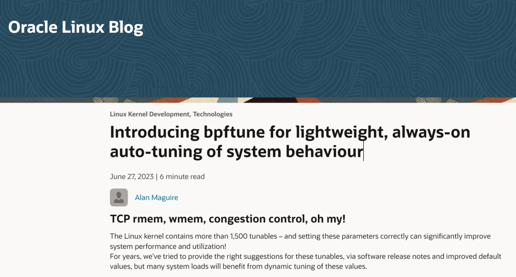 基于 BPF 的 Linux 系统自动调优工具：Oracle 开发了 “bpftune”基于 BPF 的 Linux 系统自动调优工具：Oracle 开发了 “bpftune”